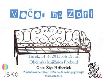 Večer na zofi - gost bo Žiga Hriberšek