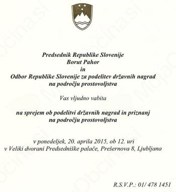 Preddvorski planinci vabljeni na podelitev državne nagrade k predsedniku RS