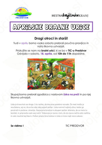 Liska na preži - vabilo na bralno urico