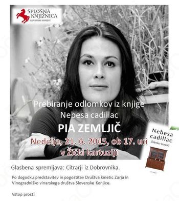 Nebesa s Pio Zemljič, 21. 6. 2015, ob 17. uri v Žički kartuziji Nebesa s Pio Zemljič, 21. 6. 2015, ob 17. uri v Žički kartuziji