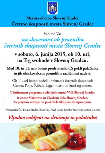 Slovesnost ob prazniku četrtnih skupnosti mesta Slovenj Gradec Slovesnost ob prazniku četrtnih skupnosti mesta Slovenj Gradec