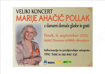 Veliki koncert Marije Ahačič Pollak z damami domače glasbe in gosti