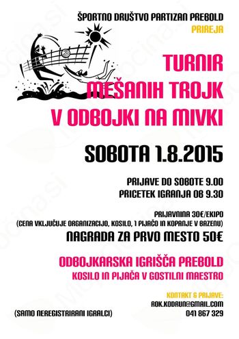 V soboto turnir v odbojki na mivki