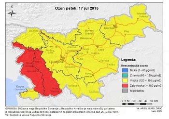 V naslednjih dneh visoke koncentracije ozona