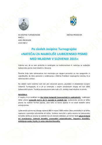 Natečaj za najboljše ljubezensko pismo med mladimi