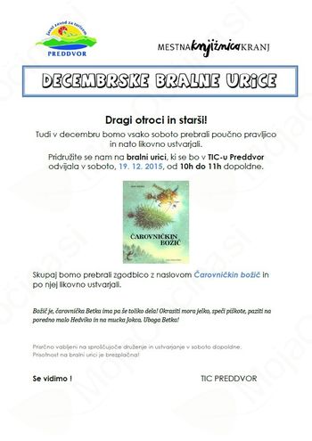 Vabljeni na zadnjo letošnjo bralno urico