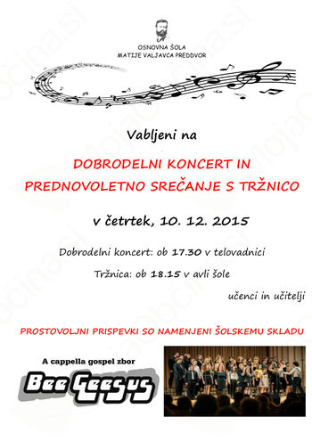 Dobrodelni koncert in prednovoletno srečanje s tržnico