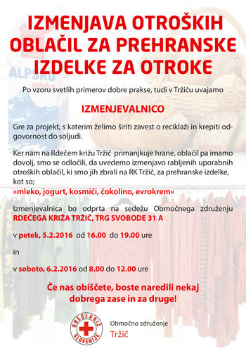Izmenjava otroških oblačil za prehranske izdelke za otroke