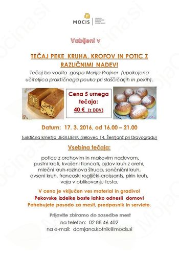 Tečaj peke kruha, krofov in potic z različnimi nadevi