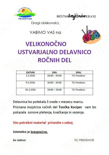 Velikonočna ustvarjalna delavnica ročnih del