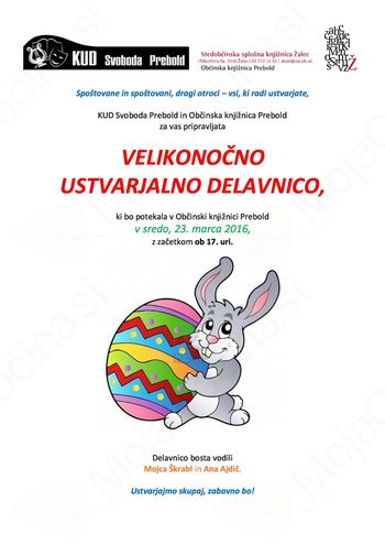 Velikonočna ustvarjalna delavnica v Občinski knjižnici Prebold