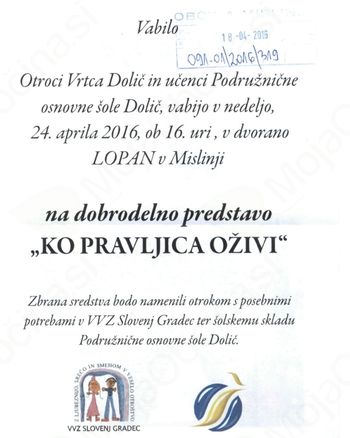 Dobrodelna predstava "Ko pravljica oživi"