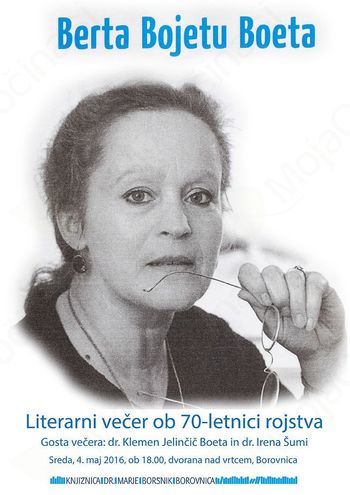 Literarni večer ob 70-letnici rojstva Berte Bojetu Boeta