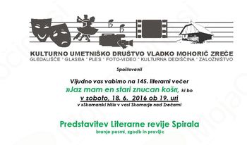 Branje odlomkov iz Literarne revije Spirala v Skomarski hiši Branje odlomkov iz Literarne revije Spirala v Skomarski hiši