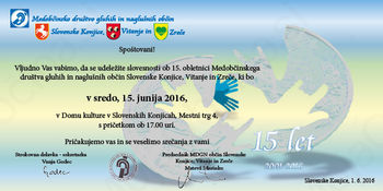 15. let Medobčinskega društva gluhih in naglušnih občin Slovenske Konjice, Vitanje in Zreče
