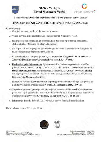Ocenjevanje prleške tünke in mesa iz zaseke