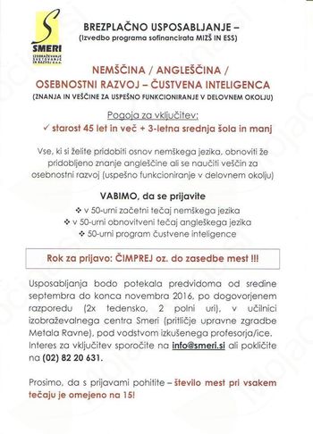 BREZPLAČNO USPOSABLJANJE BREZPLAČNO USPOSABLJANJE