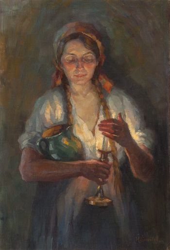 Henrika Šantel, Portret sestre Danice, ok. 1912, olje na platno, Goriški muzej Kromberk