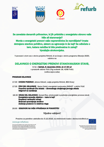 Vabljeni na delavnico o energetski prenovi stanovanjskih stavb