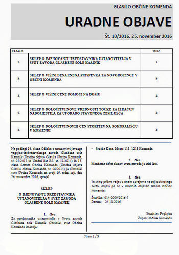 Uradne objave 10/2016