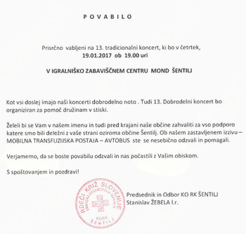 13. TRADICIONALNI KONCERT KRAJEVNE ORGANIZACIJE RDEČEGA KRIŽA