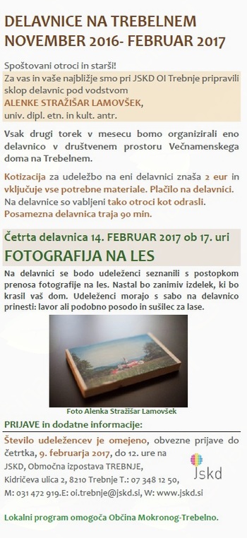 Delavnice na Trebelnem: Fotografija na les