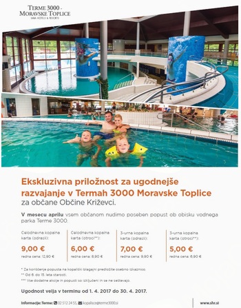Ekskluzivna priložnost za občane Občine Križevci - Terme 3000
