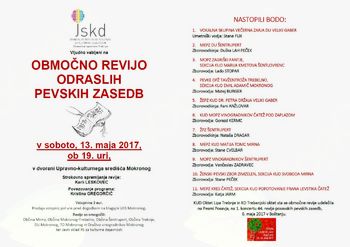 Območna revija odraslih pevskih zasedb v Mokronogu