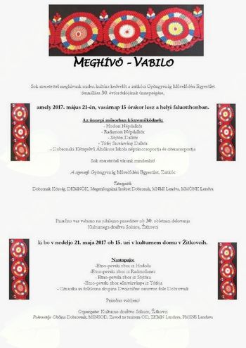 30.obletnica KD "Solzice" Žitkovci/Zsitkóci "Gyönyvirág" ME 30.évfordulója