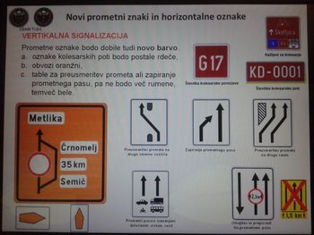 Predavanje o novih prometnih znakih in horizontalnih (talnih) oznakah