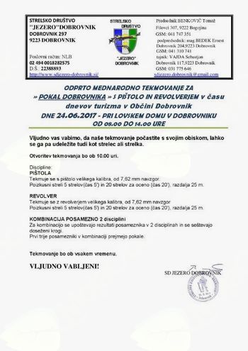 ODPRTO MEDNARODNO TEKMOVANJE ZA "POKAL DOBROVNIKA"/Nyílt nemzetközi versenyt „DOBRONAK KUPÁJÁÉRT” 