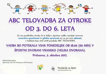 ABC TELOVADBA ZA OTROKE OB 3. DO 6. LETA