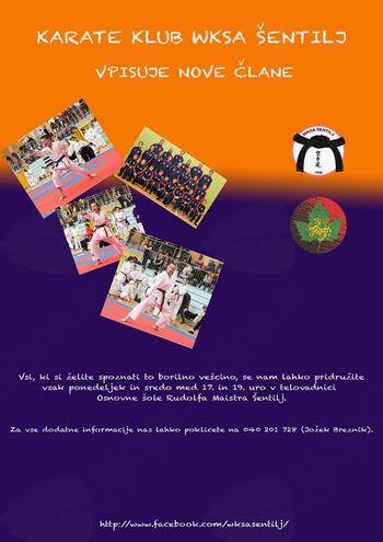 Karate klub WKSA Šentilj vabi k vpisu Karate klub WKSA Šentilj vabi k vpisu