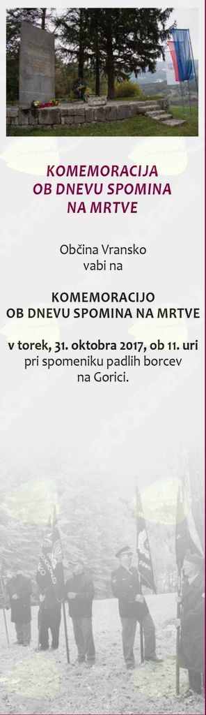 KOMEMORACIJA OB DNEVU SPOMINA NA MRTVE KOMEMORACIJA OB DNEVU SPOMINA NA MRTVE