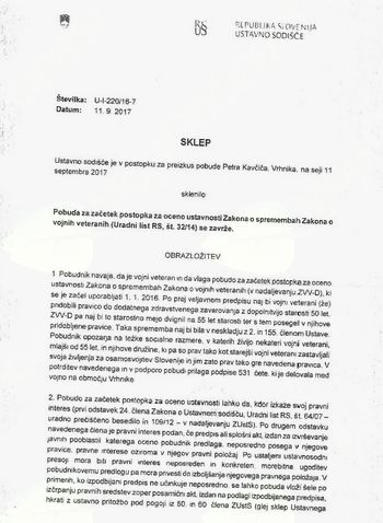 Spoštovani vojni veterani!