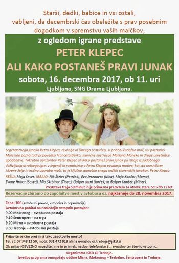 Organizirani ogled predstave Peter Klepec ali Kako postaneš pravi junak v SNG Drama Ljubljana