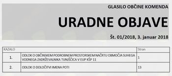 Uradne objave 01/2018