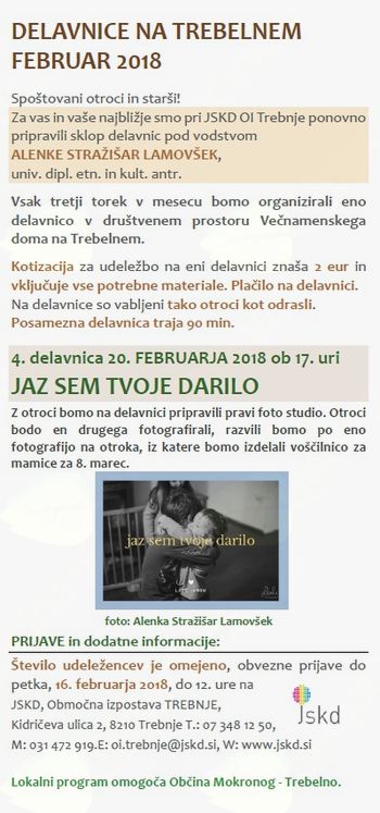 Delavnice na Trebelnem z Alenko Stražišar Lamovšek: Jaz sem tvoje darilo