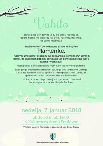 V nedeljo bo v Preddvoru Praznični koncert Plamenk 
