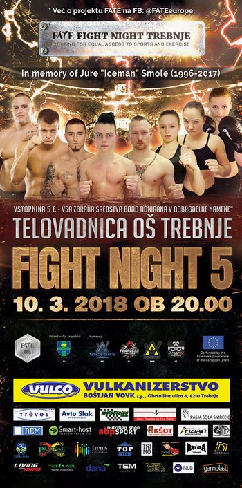 VABILO NA BORILNI SPEKTAKEL Z DOBRODELNO NOTO - FATE FIGHT NIGHT TREBNJE