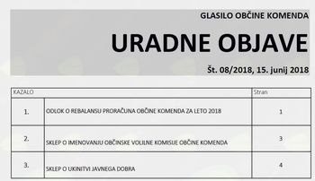 Uradne objave 08/2018