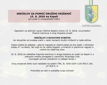 SREČELOV ZA DRUŽINO KRIŽANIČ, 15. 8. 2018