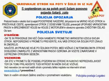 Policija svetuje - varovanje otrok na poti v šolo in iz nje 2018