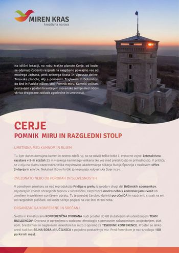 Pomnik miru Cerje: nova MICE destinacija 