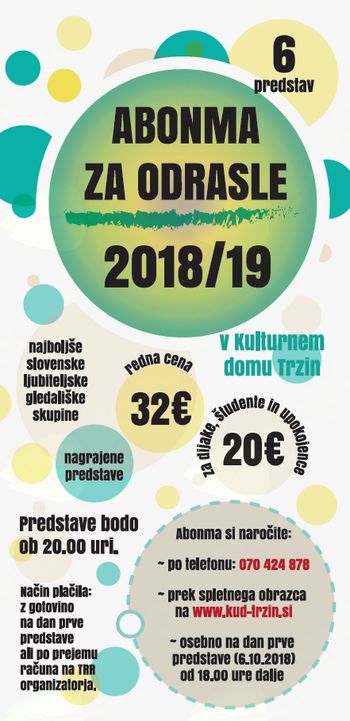 Gledališki abonma za odrasle v Trzinu
