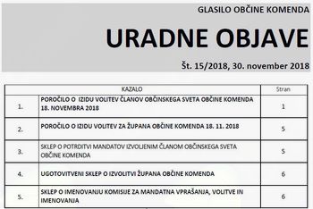 Uradne objave 15/2018