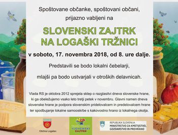 Slovenski zajtrk na logaški tržnici - Dan slovenske hrane 2018