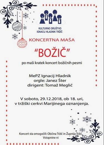 Koncertna maša BOŽIČ in kratek koncert božičnih pesmi