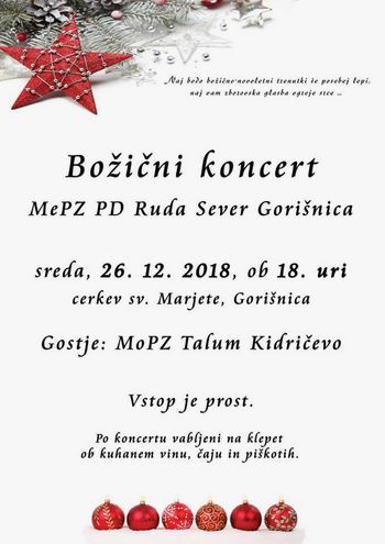 Božični koncert MePZ Gorišnica