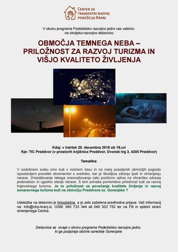 OBMOČJA TEMNEGA NEBA – PRILOŽNOST ZA RAZVOJ TURIZMA IN VIŠJO KVALITETO ŽIVLJENJA